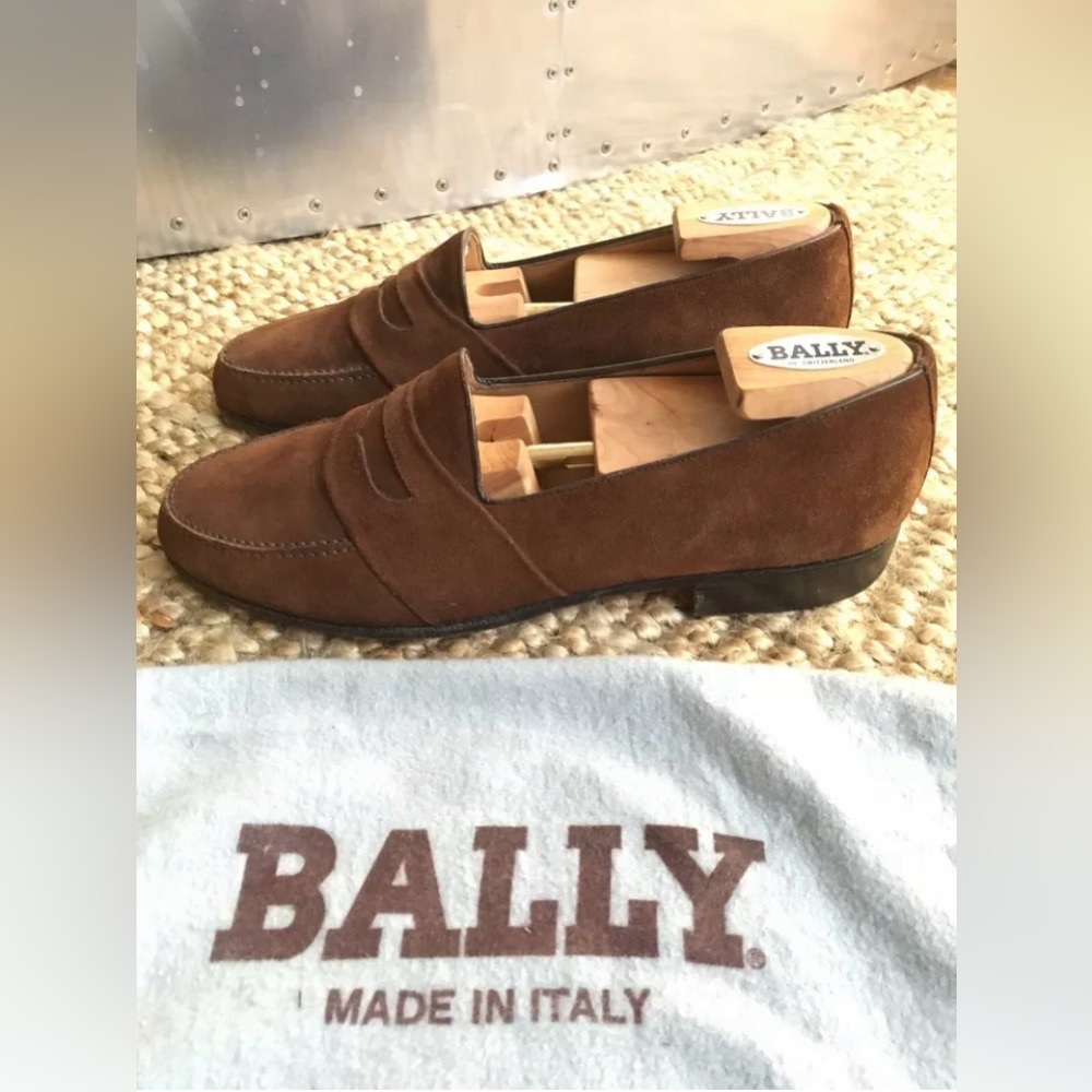 Bally Agro Brown Suede Dress Loafers Size 7 D Made in Italy